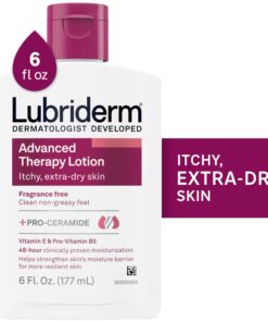 Lubriderm Advanced Therapy Fragrance Free Moisturizing Hand & Body Lotion + Pro-Ceramide with Vitamins E & Pro-Vitamin B5, Intense Hydration for Itchy, Extra Dry Skin, Non-Greasy, 6 fl. oz 6 Fl Oz (Pack of 1) 10 712Vf60AMlL