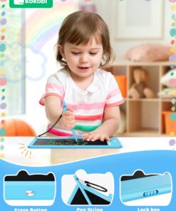 KOKODI LCD Writing Tablet, 10 Inch Colorful Toddler Doodle Board Drawing Tablet, Erasable Reusable Electronic Drawing Pads, Educational and Learning Toy for 3-6 Years Old Boy and Girls Blue 10in 19 712W6iOh2L
