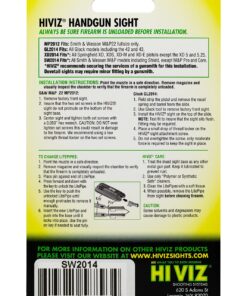 HIVIZ unisex adult Handgun HiViz SW2014 Interchangeable Style Front Sight for Smith Wesson M P Full Size, Green, Red, and White, One Size US 31 712WF52 L5S