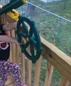 Jungle Gym Kingdom Playground Accessories - Pirate Ship Wheel for Kids Outdoor Playhouse, Treehouse, Backyard Playset Or Swingset - Wooden Attachments Parts (Green) Green Wheel 32 712Xqe0yPUL