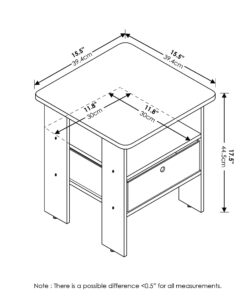 Furinno Andrey End Table / Side Table / Night Stand / Bedside Table with Bin Drawer, Espresso/Brown 1-Pack, Center Bin 30 712Y6pH1YcL
