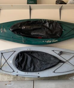 Heavy Duty Garage Indoor Kayak Storage Hooks Hanger, Wall Mounted Utility Hanging Cradle Rack for Canoe Paddle Board, Ladder, Folding Chairs, Hose, Bicycle and Tools (4 Pack, Black) 43 712YVimKubL