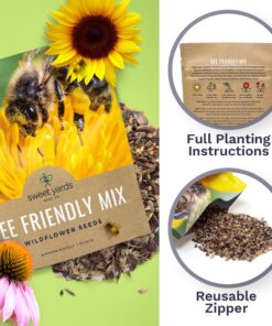 Bee Friendly Wildflower Seed Mix - Bulk 1 Ounce Packet - Over 7,500 Open Pollinated Seeds - Save The Bees! 1 Ounce Pouch 32 712ZugyZ3RL