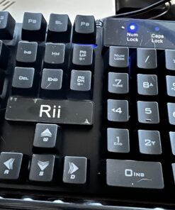 Rii RK100+ Multiple Color Rainbow LED Backlit Large Size USB Wired Mechanical Feeling Multimedia PC Gaming Keyboard,Office Keyboard for Working or Primer Gaming,Office Device RK100+ Rainbow LED Backlit 39 712a NAorL