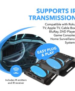 OREI 4K HDMI Over Ethernet CAT6/CAT7 Extender, Extender RJ45 4K@30Hz Upto 130 Ft 1080P Upto 230 FT Full HD POC Transmitter & Receiver IR Loop Out (EX-230C) 18 712bEHF4nL