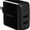 Amazon Basics 24W Two-Port USB-A Wall Charger (12W, 2.4A per port) for Phones (iPhone 15/14/13/12/11/X, Samsung, and more), non-PPS, Black Dual Port 57 712bpxcA6UL