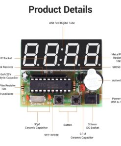 MiOYOOW 4-Digit Digital Clock Kits with PCB, DIY Alarm Clock Soldering Project Kit for Learning Electronics Soldering Practice with English Instructions 1 Pack-4 Digit Clock Kit(0.56 Inch) 54 712d6g1t6IL