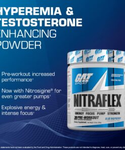 GAT SPORT Nitraflex Advanced Pre-Workout Powder, Increases Blood Flow, Boosts Strength and Energy, Improves Exercise Performance, Creatine-Free (Fruit Punch, 30 Servings) Fruit Punch 11 Ounce (Pack of 1) Standard Packaging 18 712dN5zAFL