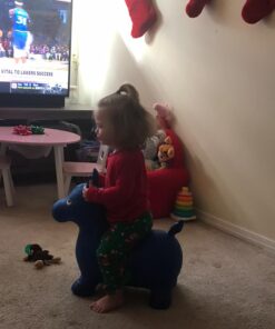 AppleRound Horse Bouncer with Hand Pump, Inflatable Space Hopper, Ride-on Bouncy Horse (Blue) Blue 34 712dkU9o3L