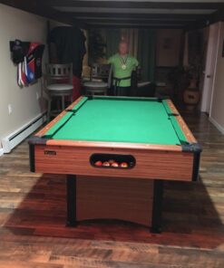 Mizerak Dynasty Space Saver 6.5' Billiard Table with Leg Levelers, Automatic Ball Return, and Classic Green Nylon Cloth 83 712eBwbD36L