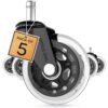 Office Owl Set of 5 Replacement Chair Caster Wheels for Desk & Gaming - Clear - NOT Compatible with IKEA Chairs 28 712eSmpr L