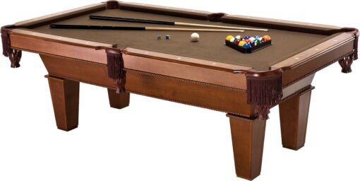 Fat Cat Frisco 7.5' Pool Table with Classic Style Billiard Pockets and Contemporary Straight Legs, Oak Finish with Bronze Colored Cloth Playing Surface