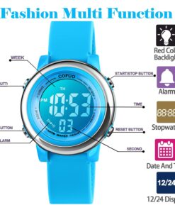 cofuo Kids Digital Sport Waterproof Watch for Girls Boys, Kid Sports Outdoor LED Electrical Watches with Luminous Alarm Stopwatch Child Wristwatch Blue 10 712fIuIkOnS