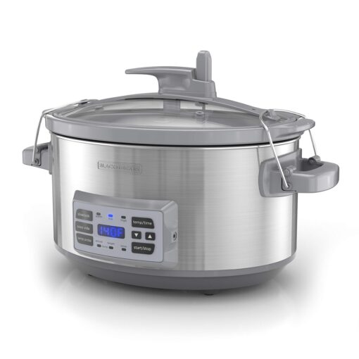 BLACK+DECKER SCD7007SSD Digital Slow Cooker with Temperature Probe + Precision Sous-Vide, 7-Quart Capacity, Stainless Steel