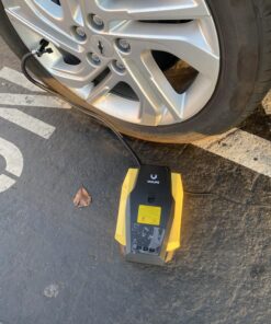 VacLife Portable Air Compressor - Air Pump for Car Tires (up to 50 PSI), 12V DC Tire Pump for Bikes (up to 150 PSI) w/ LED Light, Digital Pressure Gauge, Model: ATJ-1166, Yellow (VL701) Large 50 712gDuAIqpL