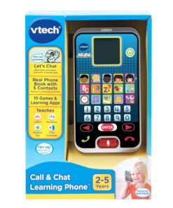 VTech Call and Chat Learning Phone, 0.91 x 3.27 x 5.91 inches, Black & blue Standard Packaging 21 712ggTGQMjL