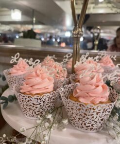 GOLF 100Pcs Cupcake Wrappers Artistic Bake Cake Paper Filigree Little Vine Lace Laser Cut Liner Baking Cup Wraps Muffin CaseTrays for Wedding Party Birthday Decoration (White) White 34 712gqECOpqL