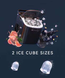 ecozy Portable Countertop Ice Maker - 9 Ice Cubes in 6 Minutes, 26 lbs Daily Output, Self-Cleaning with Ice Bags, Scoop, and Basket for Kitchen, Office, Bar, Party - Black Bullet Ice 1 21 712hDlqpkbL