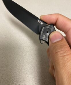 Zero Tolerance 0450CF; Folding Knife with 3.25” DLC-Coated S35VN Stainless Steel Blade, All-Black Carbon Fiber and Titanium Handle Scales, KVT Ball-Bearing Opening, Frame Lock, Pocketclip; 2.45 OZ. 32 712hn7SjRXL