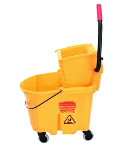 Rubbermaid Commercial Products WaveBrake 35 Qt. Side-Press Mop Bucket and Wringer Combo on Wheels, Yellow, for Professional/Industrial/Business Heavy-Duty Floor Cleaning/Mopping 44 712iGmg7 pL