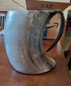 AleHorn Original Handcrafted Authentic Viking Drinking Horn Tankard for Beer Mead Ale - Genuine Medieval Inspired Stein Mug Food Safe Vessel with Handle (XXL - 30oz, Durable Resin Base) XXL - 30oz 27 712iUmbhJBL