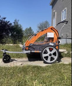 Instep Quick-N-EZ Double Tow Behind Bike Trailer for Toddlers, Kids, Converts to Stroller, Jogger, 2-in-1 Canopy, Universal Bicycle Coupler, Folding Frame, Multiple Colors Orange 36 712ik8SoYwL