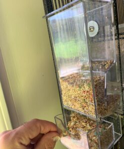 No Split Bird Seed Feeder for Cage,Parrot Automatic Foraging Systems Food Feeding Station with Perch,Heavty Acrylic,One-Step Moulding 37 712lKCAdZoL