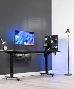 VIVO Steel Clamp-on Desk Pegboard, 24 x 20 inch Privacy Panel, Magnetic Peg Board, Office Accessory Organizer, Above or Below Desk Placement, Black, PP-DK24B 24" 24 712lLz1NLwL