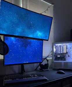 VIVO Dual Monitor Desk Mount Stand with Height Adjustment and VESA Plates for 2 LCD Ultrawide Screens up to 34 inches, Stacked Array, STAND-V002R Black 36 712lb2lssJL