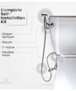 SmarterFresh Easy-Install Cloth Diaper Sprayer for Toilets – Luxury Handheld Bidet Attachment – Multi-Use Toilet Faucet with Simple Pressure Control (Curved Sprayhead) Stainless Steel 33 712m8zxNokL