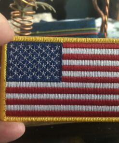 American Flag Embroidered Patch Gold Border USA United States of America Military Uniform Emblem 16 712omaCF cL