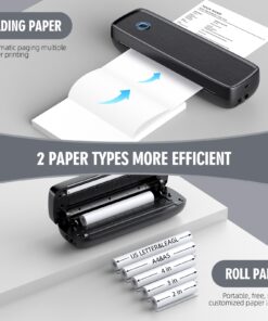 Portable Printer Wireless for Travel,Bluetooth Thermal Printer Support 8.5" X 11" US Letter &Legal, A4&A5 Thermal Paper, Inkless Printer Compatible with iOS, Android & Laptop for Office Car Home black 21 712qymAVZvL