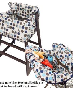Shopping Cart Cover for Baby and High Chair Cover -2-in-1- Soft Padded Machine Washable Cart Cover for Babies - Cellphone and Bottle Holder included, Perfect baby shower gifts for boys or girls 31 712ro8UfhbL