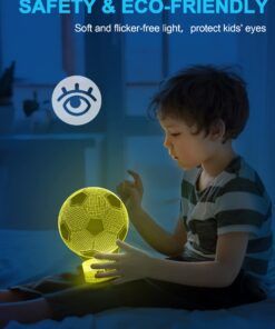Nice Dream Soccer Night Light for Kids, 3D Illusion Night Lamp, 16 Colors Changing with Remote Control, Room Decor, Gifts for Children Boys Girls 01-Soccer 13 712skPVMdL
