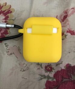 SATLITOG AirPods Case Cover with Secure Lock Keychain, Protective Silicone Cover Compatible with Apple AirPods 2nd & 1st Charging Case - Yellow 46 712svEVe09L 1