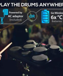 Pyle Portable Drums, Tabletop Drum Set, 7 Pad Digital Drum Kit, Touch Sensitivity, Wireless Electric Drums, Drum Machine, Electric Drum Pads, LED Display, Mac & PC - PTED01 23 712sxxgBQKL