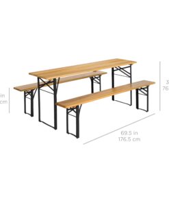 Alternative view of Best Choice Products VD-2837OP Products 3-Piece Portable Folding Picnic Table Set w/Wooden Tabletop, Brown/Black