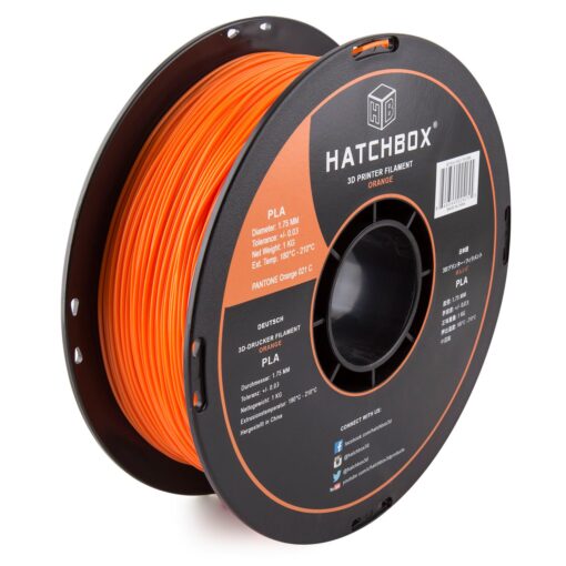 HATCHBOX 1.75mm Orange PLA 3D Printer Filament, 1 KG Spool, Dimensional Accuracy +/- 0.03 mm, 3D Printing Filament