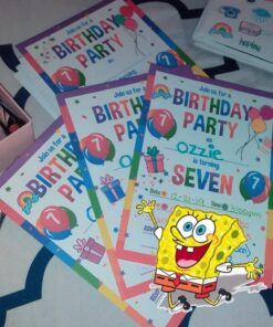 Papery Pop 7th Birthday Party Invitations with Envelopes (15 Count) - 7 Year Old Kids Birthday Invitations for Boys or Girls - Rainbow 15 712vtkPwQTL