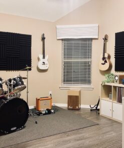 A2S 24 Pack 2-Inch Acoustic Panels w/Adhesive Stickers - Fireproof - SGS Certified - Sound Proof Foam Panels - Non Toxic - Top Quality - Ideal for Home & Studio Sound Deadening - High Density Black 24 pack 56 712w0gL9S1L