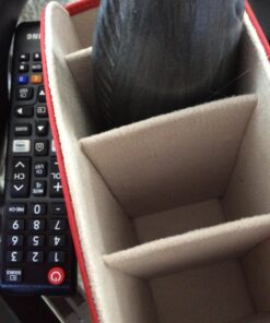 Londo Remote Control Holder with 5 Pockets - Store DVD, Blu-Ray, TV, Roku or Apple TV Remotes - PU Leather with Suede Lining - Slim, Compact Living or Bedroom Storage Red 16 712wBoOklL