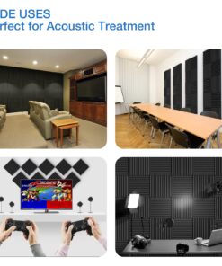 12 pack Acoustic Panels Self-Adhesive, 1" X 12" X 12" Quick-Recovery Sound Proof Foam Panels, Acoustic Foam Wedges High Density, Soundproof Wall Panels for Home Studio,Carbon Black 1 Inch 12 Pack Self Adhesive 22 712xWIQy2iL