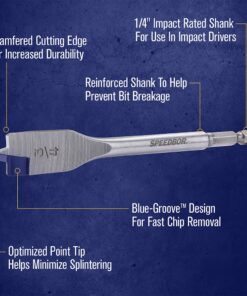 IRWIN SPEEDBOR Spade Wood Drill Bit, Standard-Length, 6-Piece Set (88886) 6PC SET 6 712y6wPgZEL 1