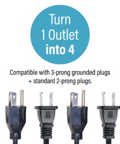 Legrand - C2G Power Cord with 1 to 4 Power Splitter, 16 AWG Power Cord, Black Power Squid, 1.5 Foot Power Cord Extension and Splitter, 1 Count, C2G 29803 Splitter 1 to 4 1.5 Feet 9 712y7PIqaL