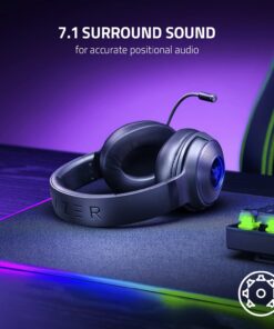 Razer Kraken V3 X Wired USB Gaming Headset: Lightweight Build - Triforce 40mm Drivers - HyperClear Cardioid Mic - 7.1 Surround Sound - Chroma RGB Lighting - Black 16 712yIMTunL