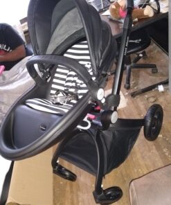 Hot Mom Baby Stroller: Baby Carriage with Adjustable Seat Height Angle and Four-Wheel Shock Absorption,Reversible,High Landscape and Fashional Pram (Black) Black 44 712ySPB6JZL