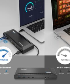 WAVLINK Universal USB C Laptop Docking Station Dual Monitors 5K/4K@60Hz with 65W Host Charging for Thunderbolt 4/3, USB-C Windows, Mac, Chrome, Ubuntu 20.04,22.04(2HDMI, 2DP, 6USB 3.0, 1Gbps Ethernet Displaylink Dock 27 712ybIT8L