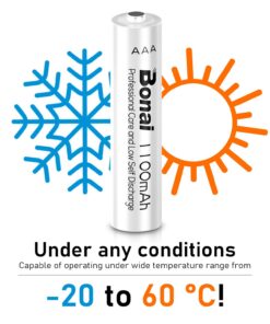 BONAI 1100mAh AAA Rechargeable Batteries 1.2V Ni-MH High-Capacity Batteries 8 Pack 8 packs 14 712z0QPOieL