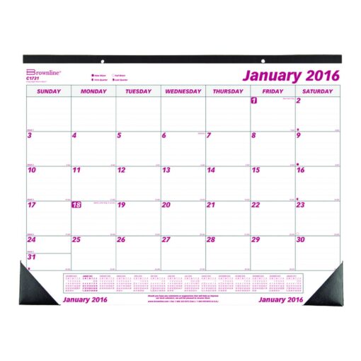 Brownline 22" x 17" 2016 Monthly Desk Pad, Virgin Paper (C1731-2016)