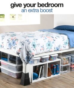 Adjustable Stackable Bed Frame Risers for Elevation & Under-Bed Storage - Heavy-Duty Furniture Riser for Table, Couch, Desk, and Chair - Set of 4 Large & 4 Small Bed Lifts - Black Home It 23 712zYc0TXBL